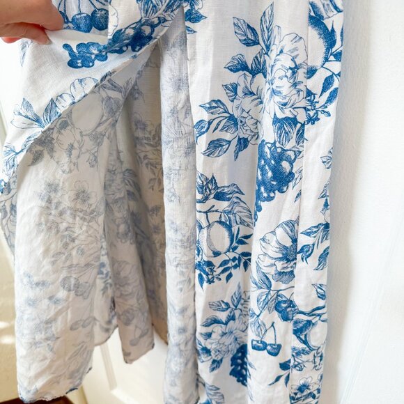 Reformation | 100% Linen‎ Gitane Midi Dress in Corsica Floral Blue Small - Picture 9 of 11